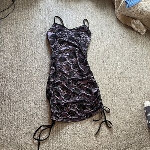 purple dress w black lace layer